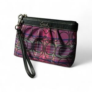 Coach Plaid Signature Wristlet Clutch